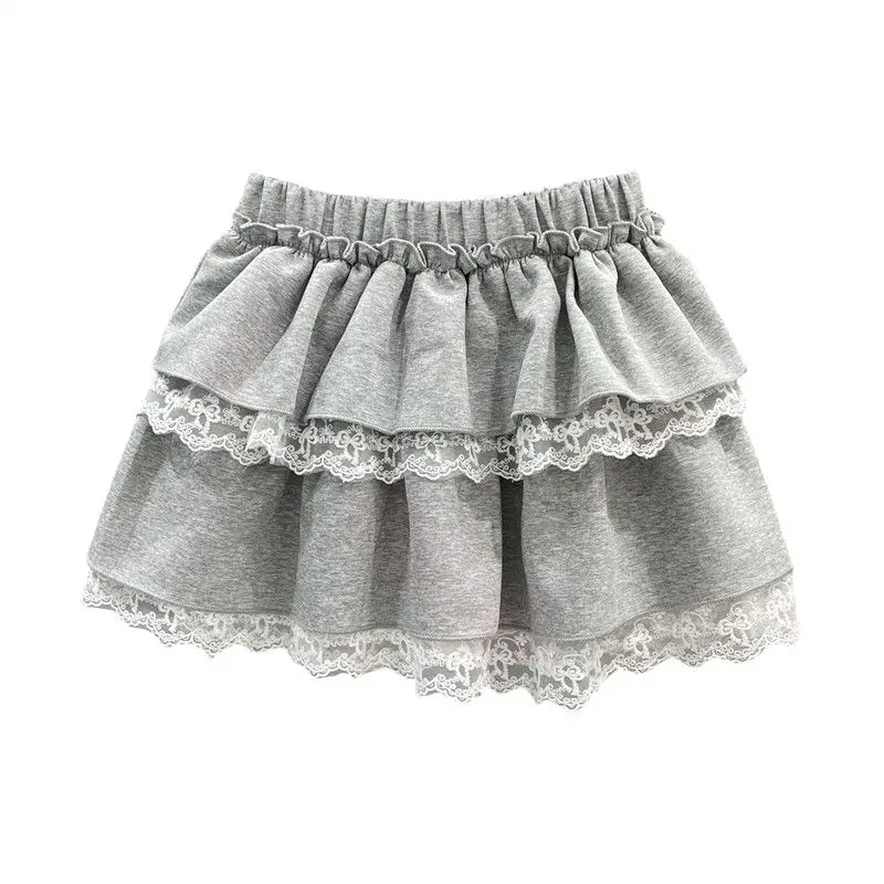 Women's Lace Cake Short Skirt Gray A Word Sports Skirt