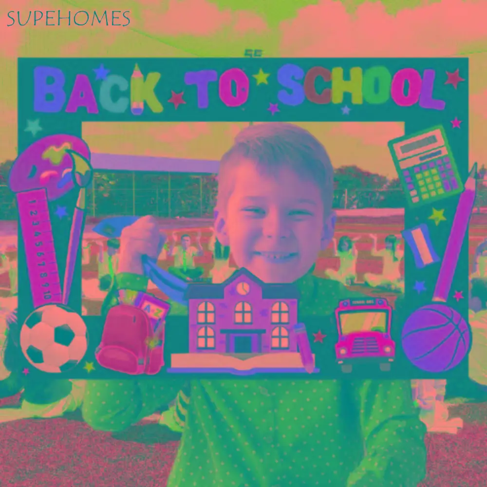 Temporada escolar, accesorios para fotos de regreso a la escuela, marco de papel colorido de dibujos animados para fiesta, mochila, bolígrafo, coche, señales de bienvenida a la escuela DIY