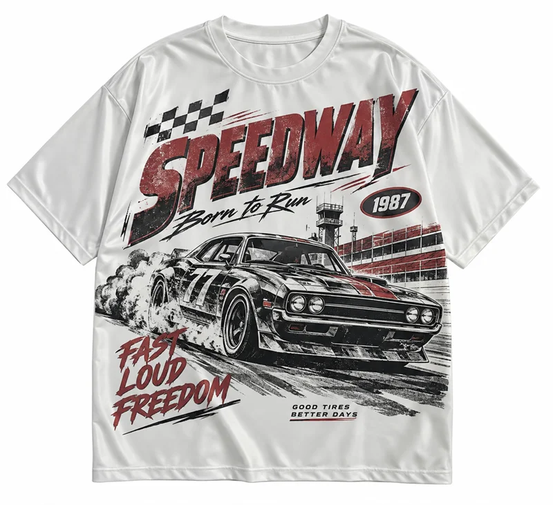 Vintage Racing Car Graphic T Shirt Men Women Speedway Motorsport 3D Print Short Sleeve Streetwear Casual Summer Fashion Tee Top