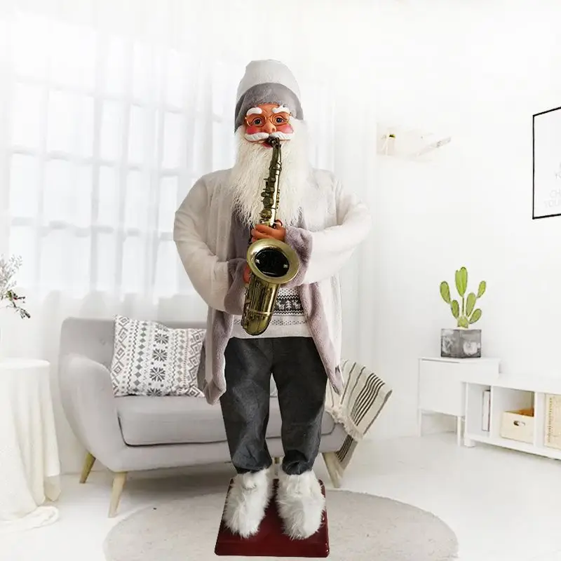 Electric Saxophone Santa Claus, ornament 1.8 meters Singing and dancing Shopping mall hotel Welcome Christmas decorations