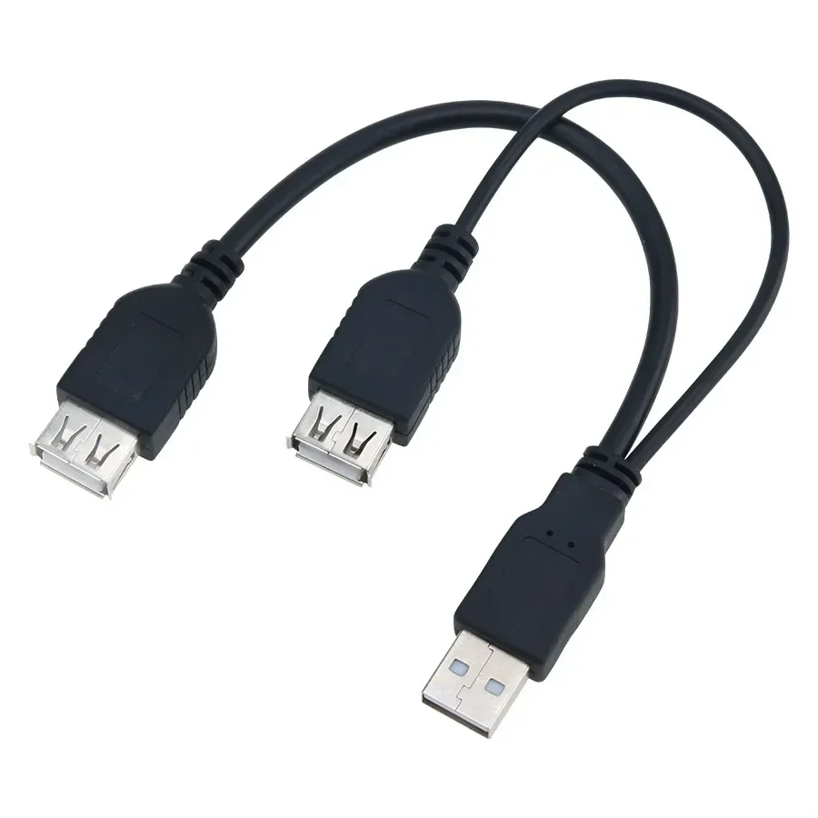 100pcs Black USB 2.0 A Male to 2 Dual USB Female Y Splitter Extension Cable Power Adapter Cord For Notebook PC