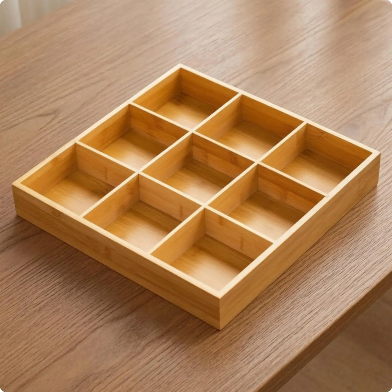 Bamboo Rectangular Serving Tray with Compartments for Candy Nuts and Dried Fruits Versatile Table Decor Tray