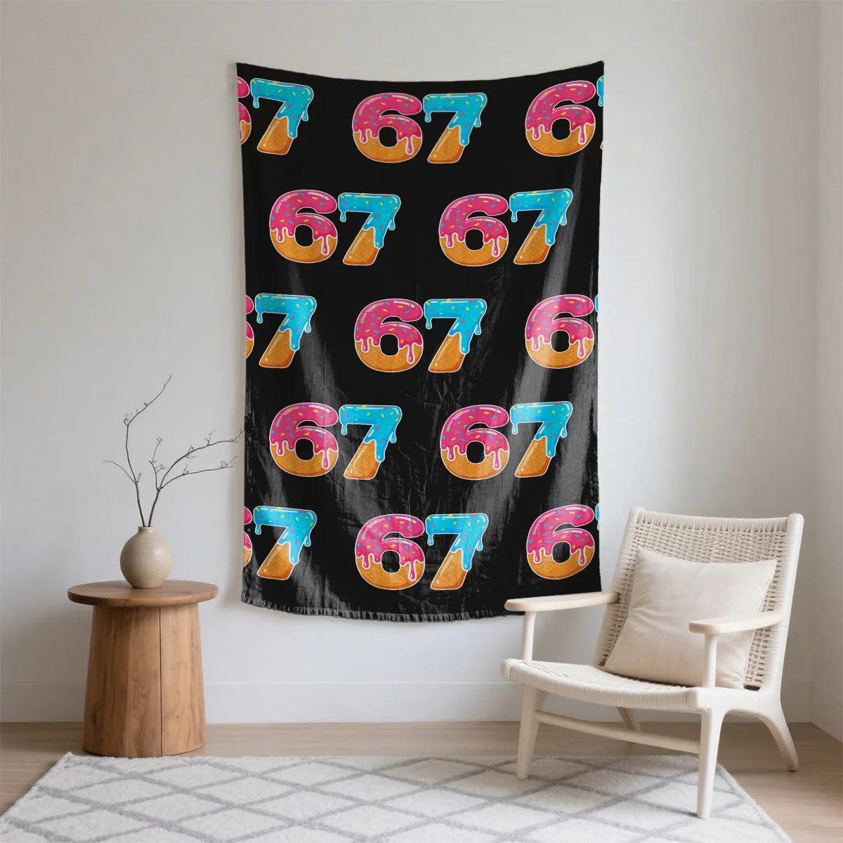Doodle 67 Donut Waffle Cake Digital printing polyester wall tapestry suitable for use living rooms bedrooms offices bars party