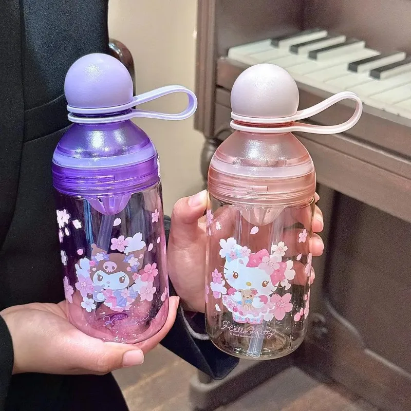 

Sanrio Hello Kitty Cinnamoroll Anime Kawaii Fruit Tea Cups Cute Cartoon Children Water Bottle Gifts for Boys and Girls