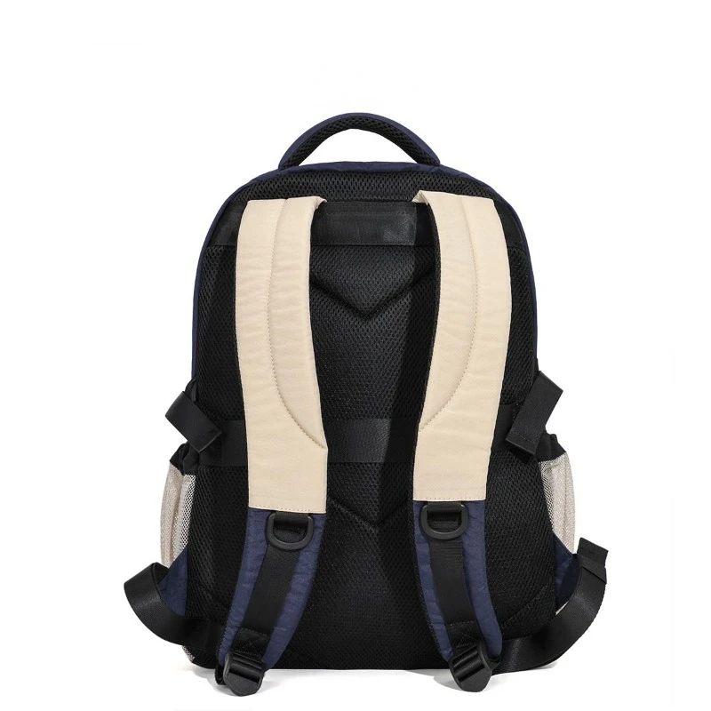 Mochila de Viagem de Alta Capacidade para Homens e Mulheres, Mochila Unisex de Parchwork Mochilas de Nylon Azul Y2K Bolsas de Caminhada Casuais,