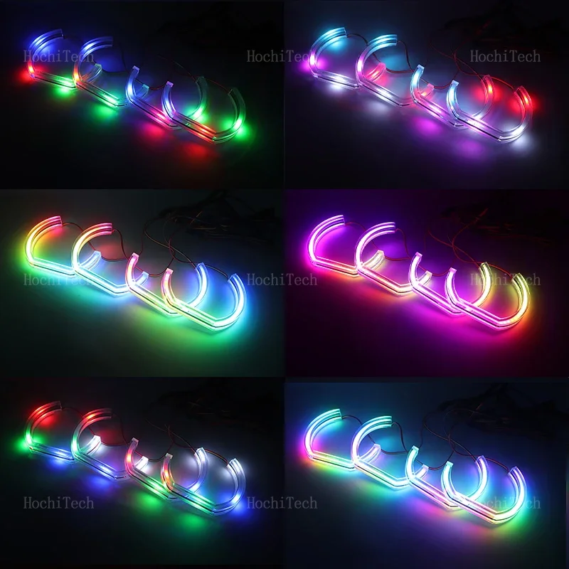 لسيارات BMW 7 Series E38 1995-2001 زينون المصباح الديناميكي LED حلقة عيون الملاك الهاتف APP التحكم عن بعد وامض خواتم