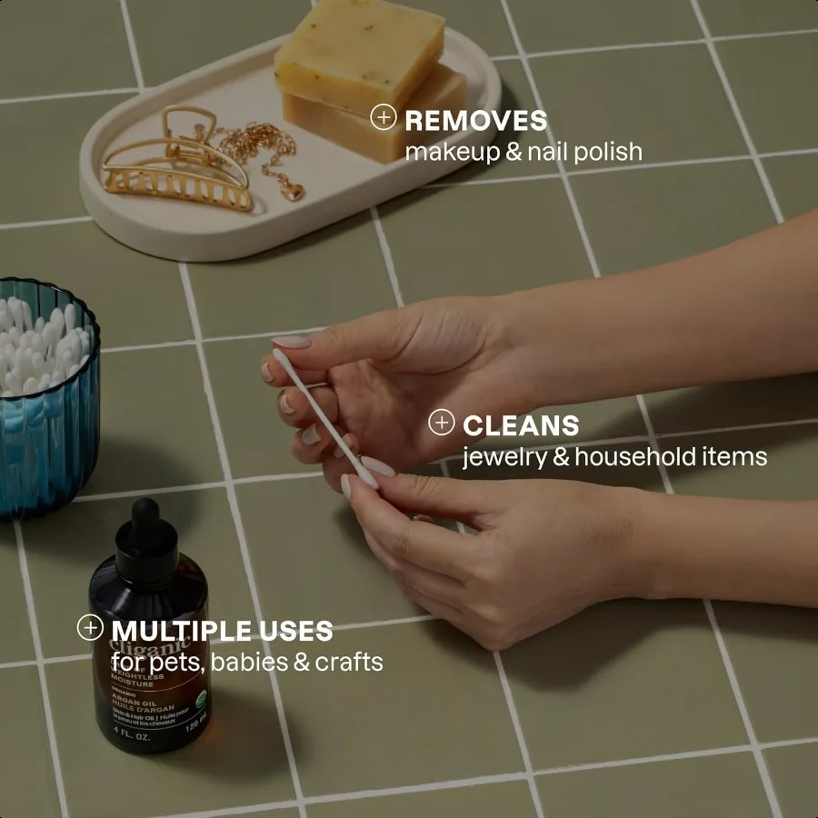 Cotonetes de algodão orgânico 1500 contagens 100 algodão natural puro cloro livre hipoalergênico macio absorvente botões