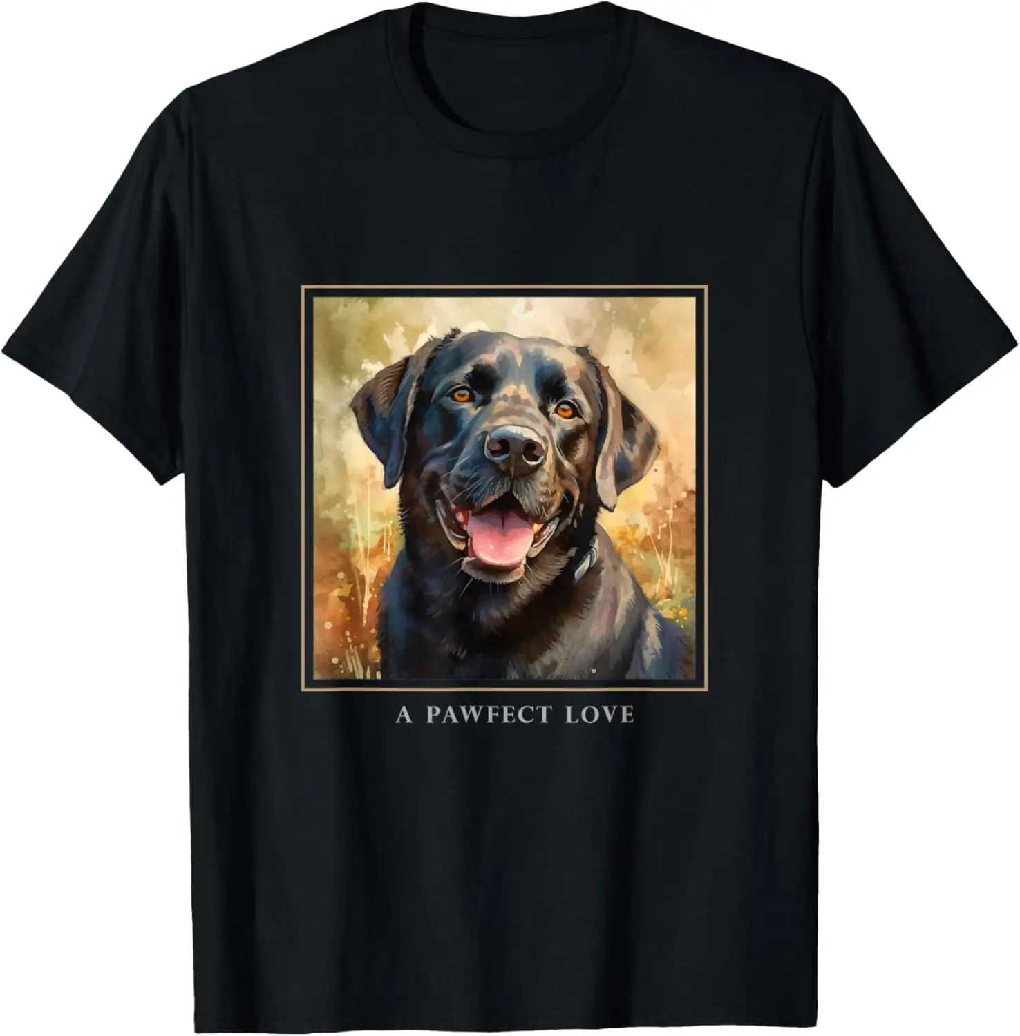 Black Labrador Dog Garden Flowers Painting Pet Mom Dad T-Shirt