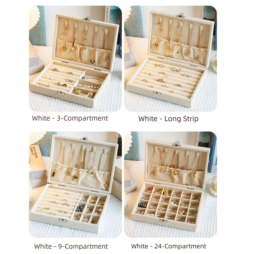 Large Capacity Jewelry Storage Box Dustproof 3/9/24 Grids Travel Jewelry Case Detachable INS Jewelry Display Holder