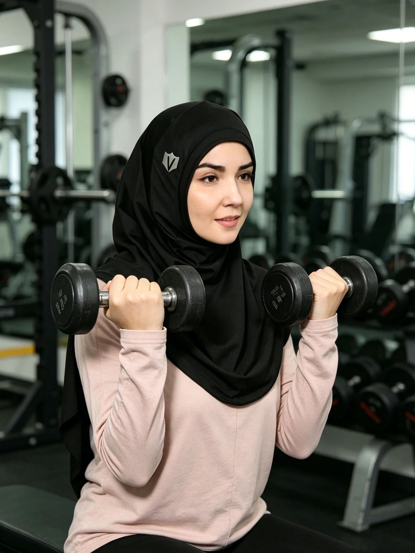 

Sport Instant Hijab Quick-drying Breathable Turban Headscarf Full Cover Neck Scarf for Muslim Women Easy Wear Snap Fastener