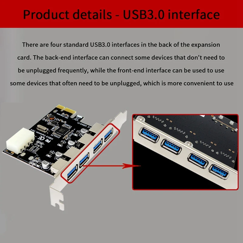 1 Pcs 4 Ports USB 3.0 PCI-E Expansion Card PCI Express Pcie USB 3.0 Hub Adapter Controller PCI E Pcie Express Adapter Card