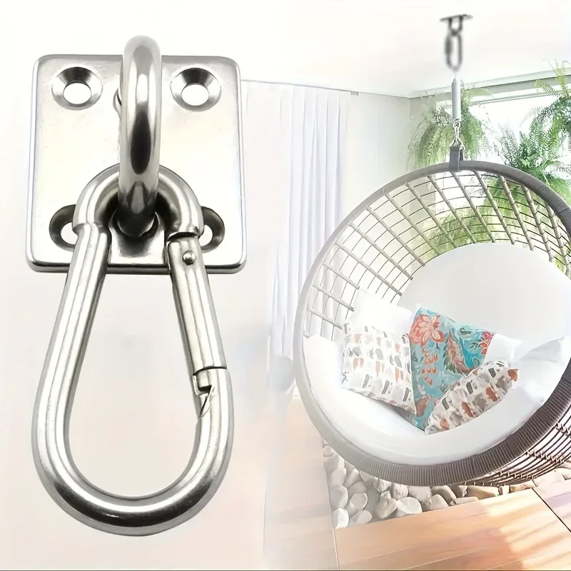 2 Pcs Stainless Steel Hammock Metal Hook Heavy Duty Base for Hammock Hanging Basket Sandbag Swing Door Buckle Hanging Hardware