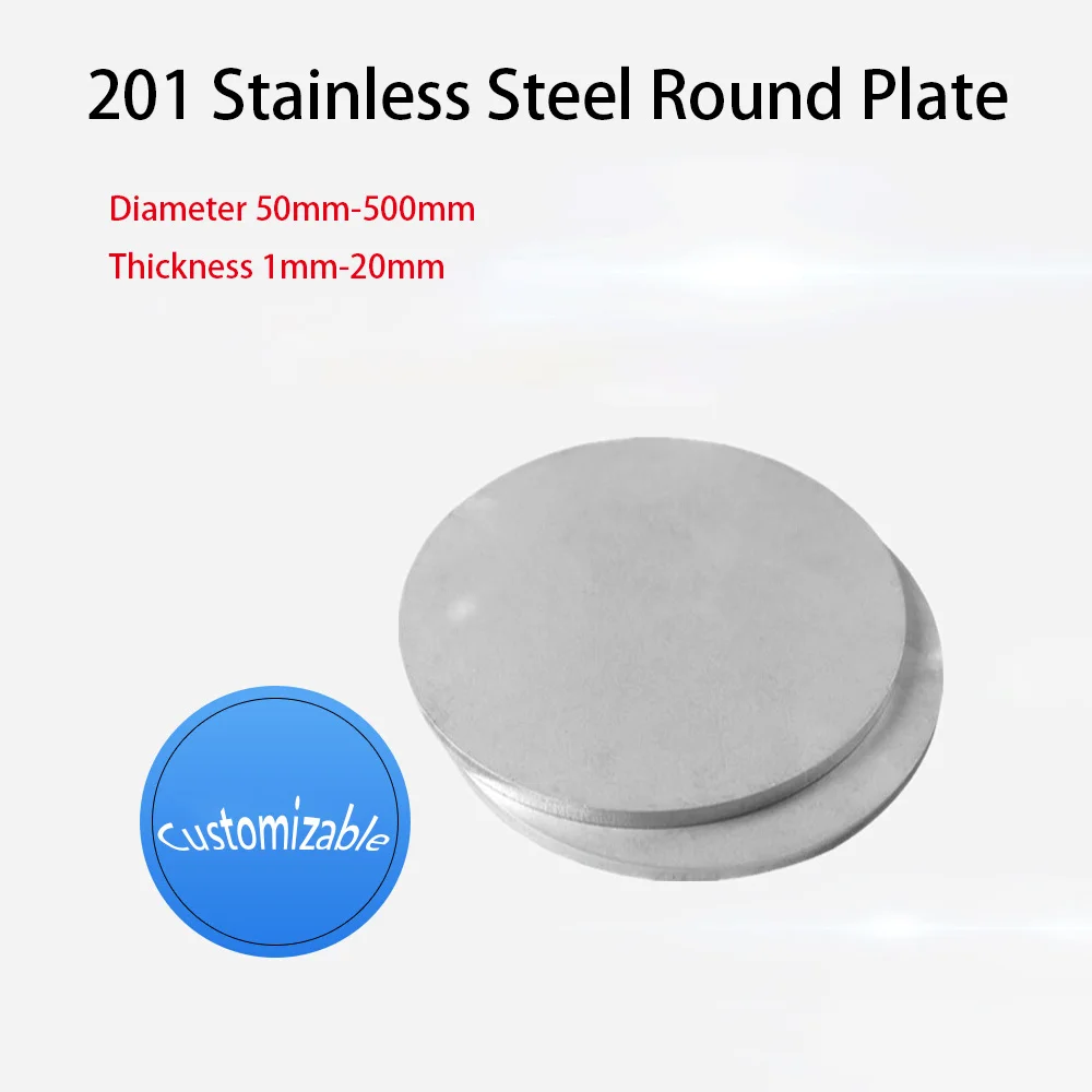 201 Stainless Steel Round Plate Thickness 1/1.5/2/2.5/3/4/5/6/8/10/12-20mm Dia 50mm-400mm Circular Sheet Steel Disc Round Disk