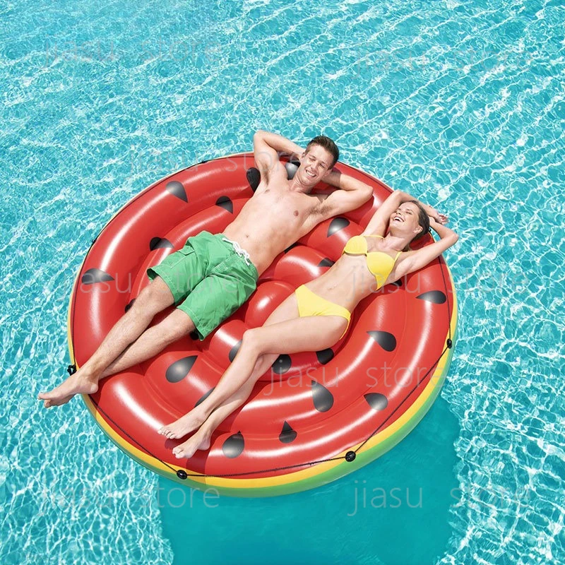 Watermelon Inflatable Floating Row Bed Swimming Mattress Floating Island Pad Outdoor Water Play Toy For Camping