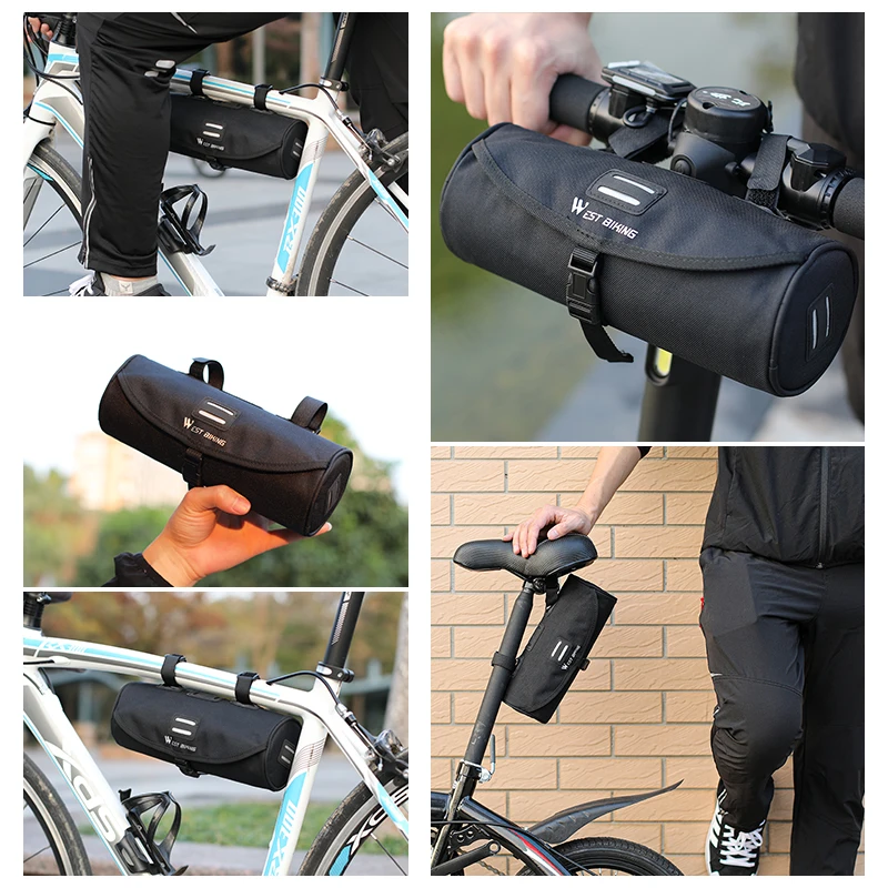 Bicycle Bag Portable Cycling Front Bag MTB Road Handlebar Pannier Multi-purpose Large Capacity Cylindrical Handlebar Bag