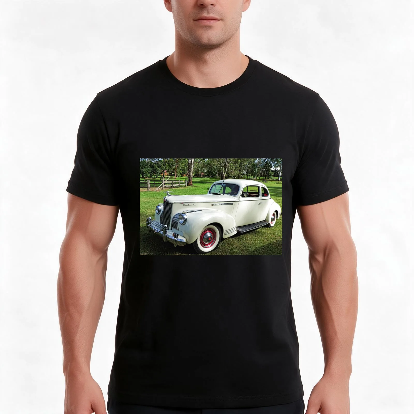 1941 Packard One Twenty Club Sedan #2 T-Shirt, Summer Casual Cotton Tee, Oversized Streetwear Tops, Vintage Graphic Print