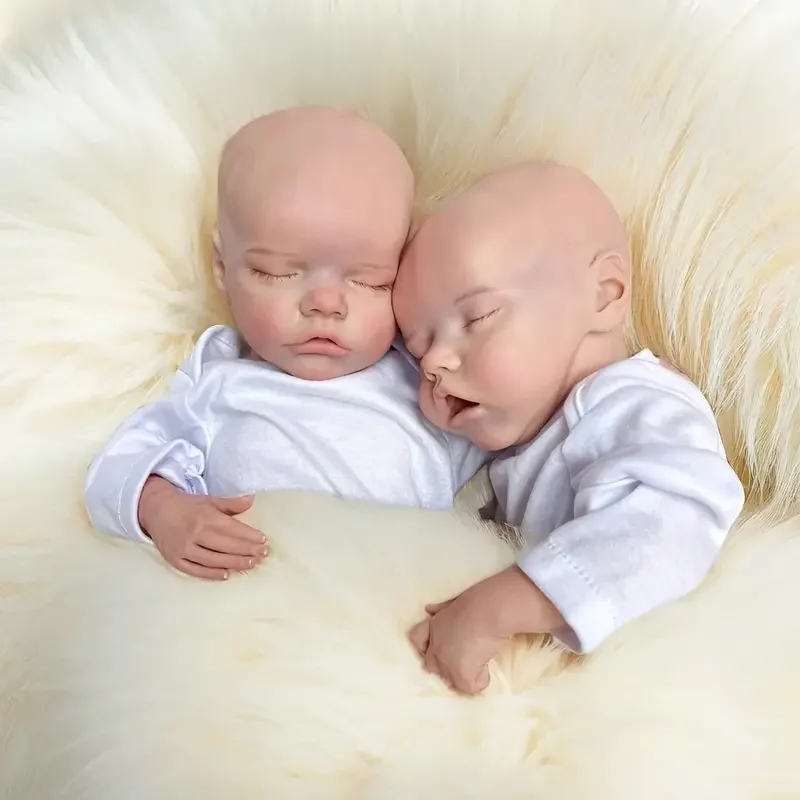 16-18Inch Cuddly Solid Silicone Twins Bebe Reborn Girls Washable Soft Touch Feeling Reborn Dolls reborn tam silicon bebek