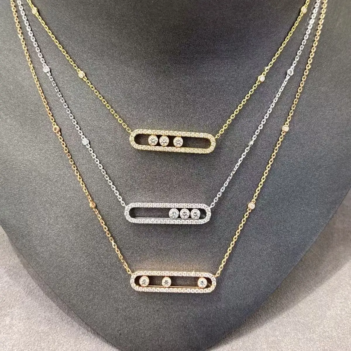 

Женское ожерелье с подвеской Baby Move, три мобильных бриллиантов, высокое качество, серебро S925, символизовать вчера, сегодня, любовь завтра