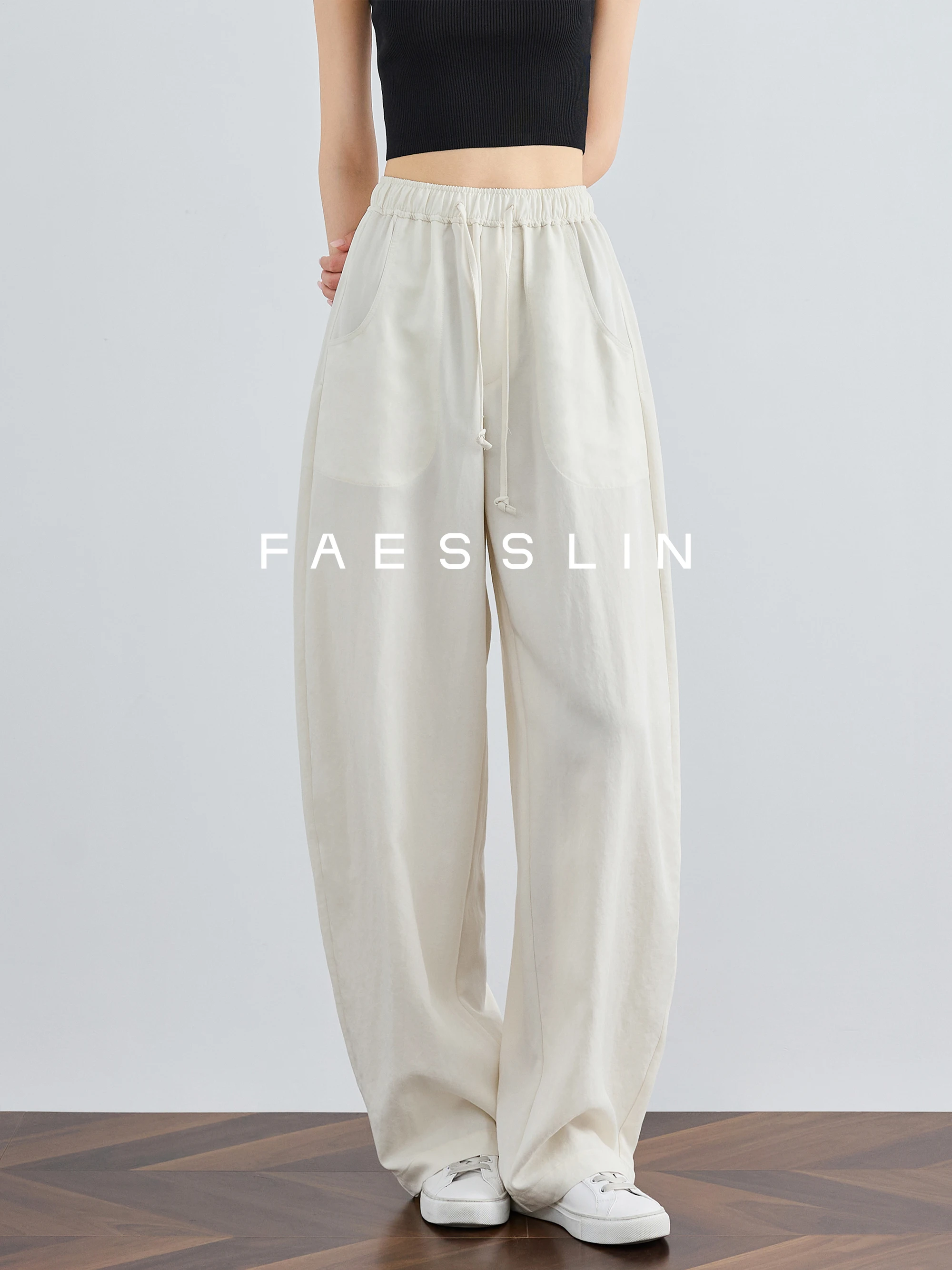 

Женские летние тонкие повседневные брюки FALIN с высокой талией, широкими штанинами, свободного кроя, в стиле «бананы», с защитой от солнца