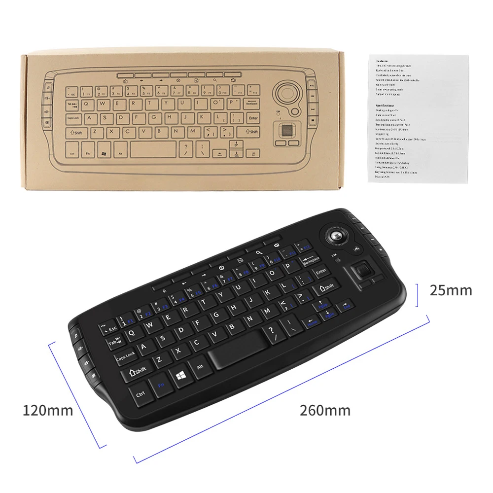 Imagem -06 - Mini Teclado sem Fio Trackball Mouse de Teclado Multifuncional para pc Portátil Air Mouse Design Decente Handheld 94 Chaves 2.4g