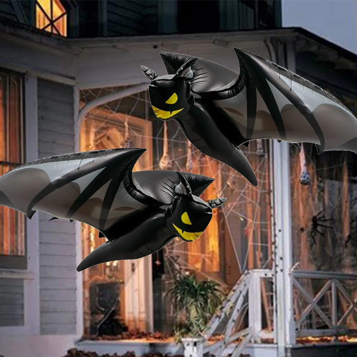 1 Stück Halloween Schwarzer Fledermaus-Folienballon Hängedekoration Horror-Element Dekor Geburtstag Gruselige Halloween-Party Atmosphären-Deko
