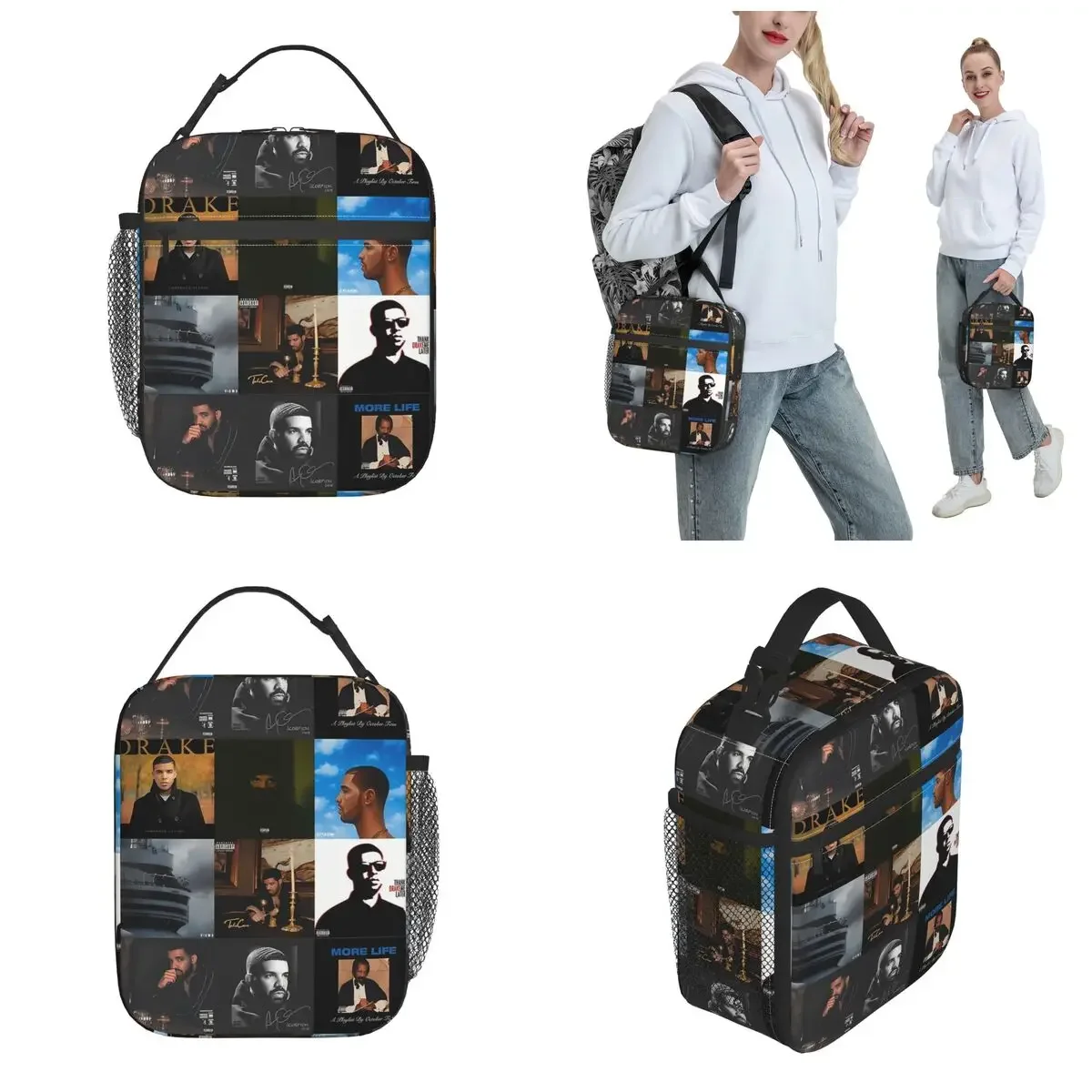 Music Drake Vintage Album Insulated Lunch Bag Storage Food Box Portable Cooler Thermal Bento Box For School Office