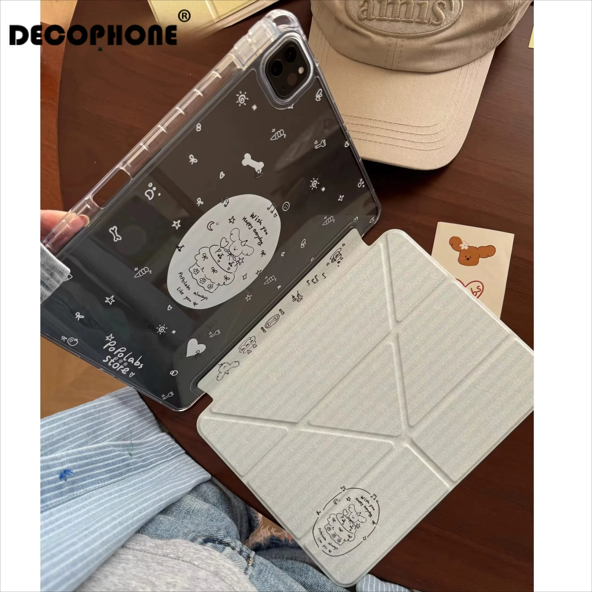 New Cute Cartoon Stripes 3+Yfold For Samsung Galaxy Tab/Redmi/Lenovo/ iPad10th/HONOR MagicPad/OPPO/ONE PLUS/HUAWEIMATEOAD