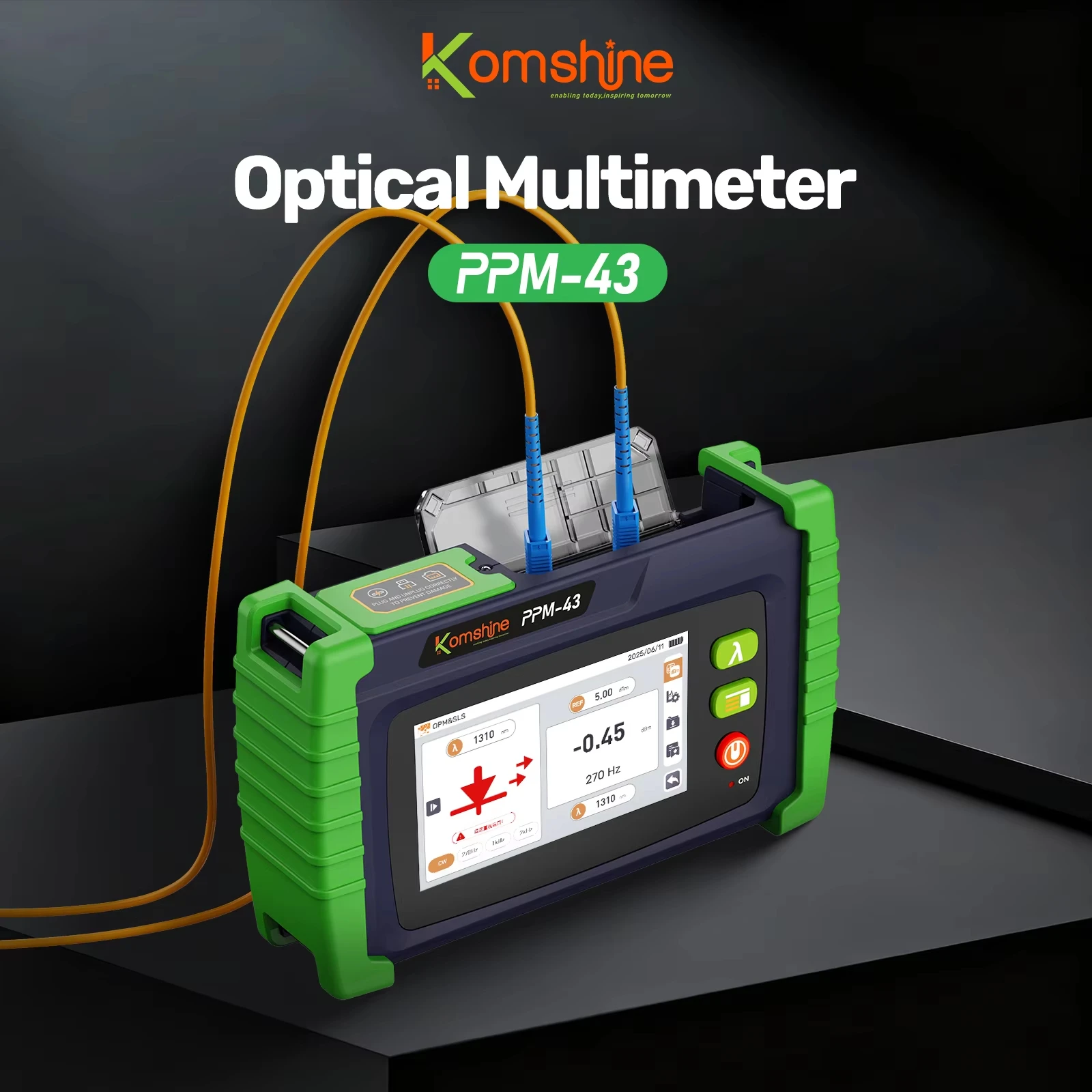 Komshine PPM-43F Optical MultiMeter Built-in OPM OLS RJ45 Support 9 Wavelength Type-C Charging 5000mAh Big Battery Capacity