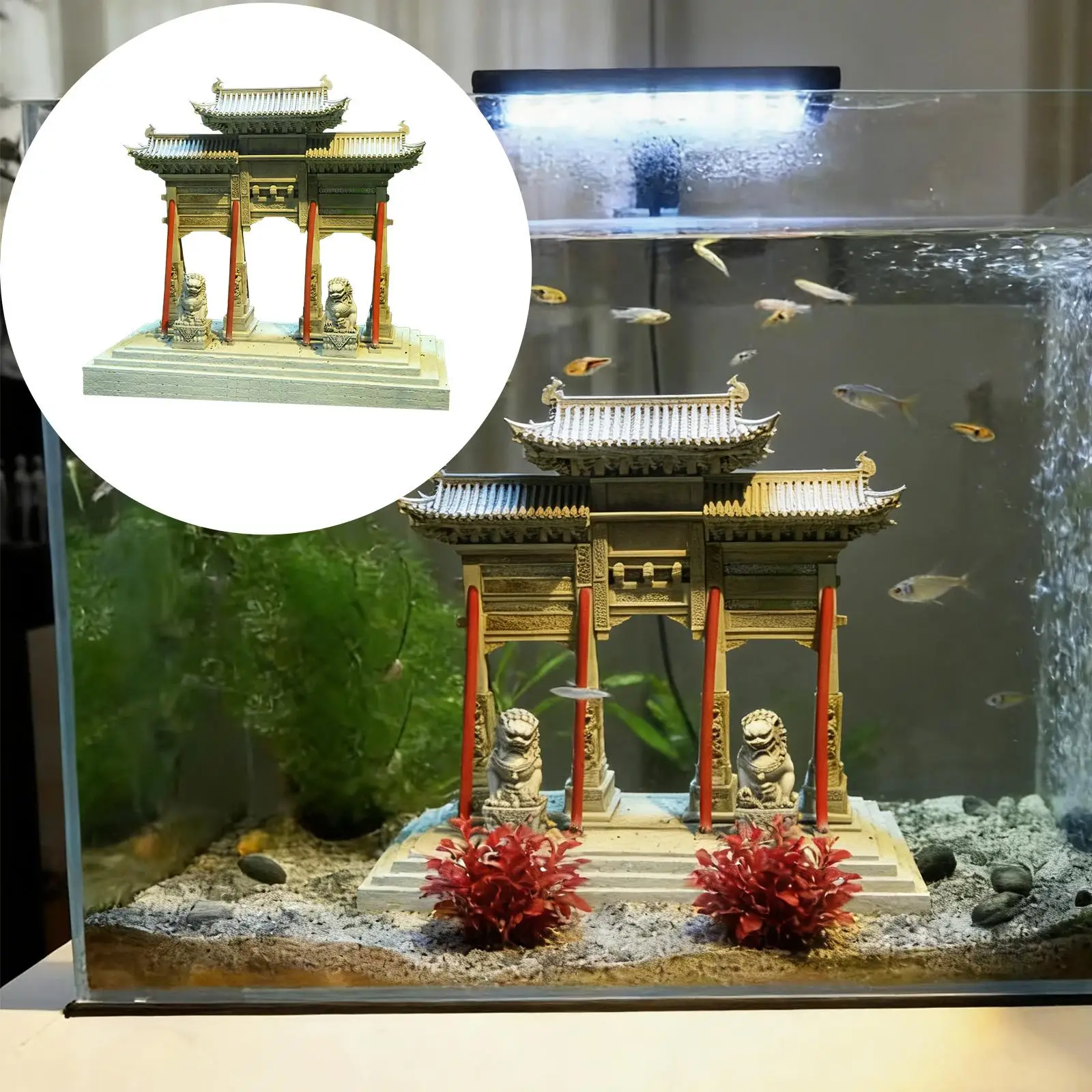 

Aquarium Classical Resin Building Decoration, ,Lifelike,Fish Tank Ornament,Realistic,Chinese Landscape Decor Gift