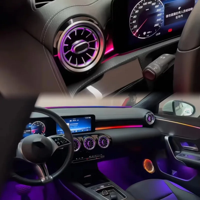 W177 A Class  Dynamic LED Atmosphere Strip, 64 Color Air Vent Interior Ambient Light Performance Hatchback Car Interior Upgra