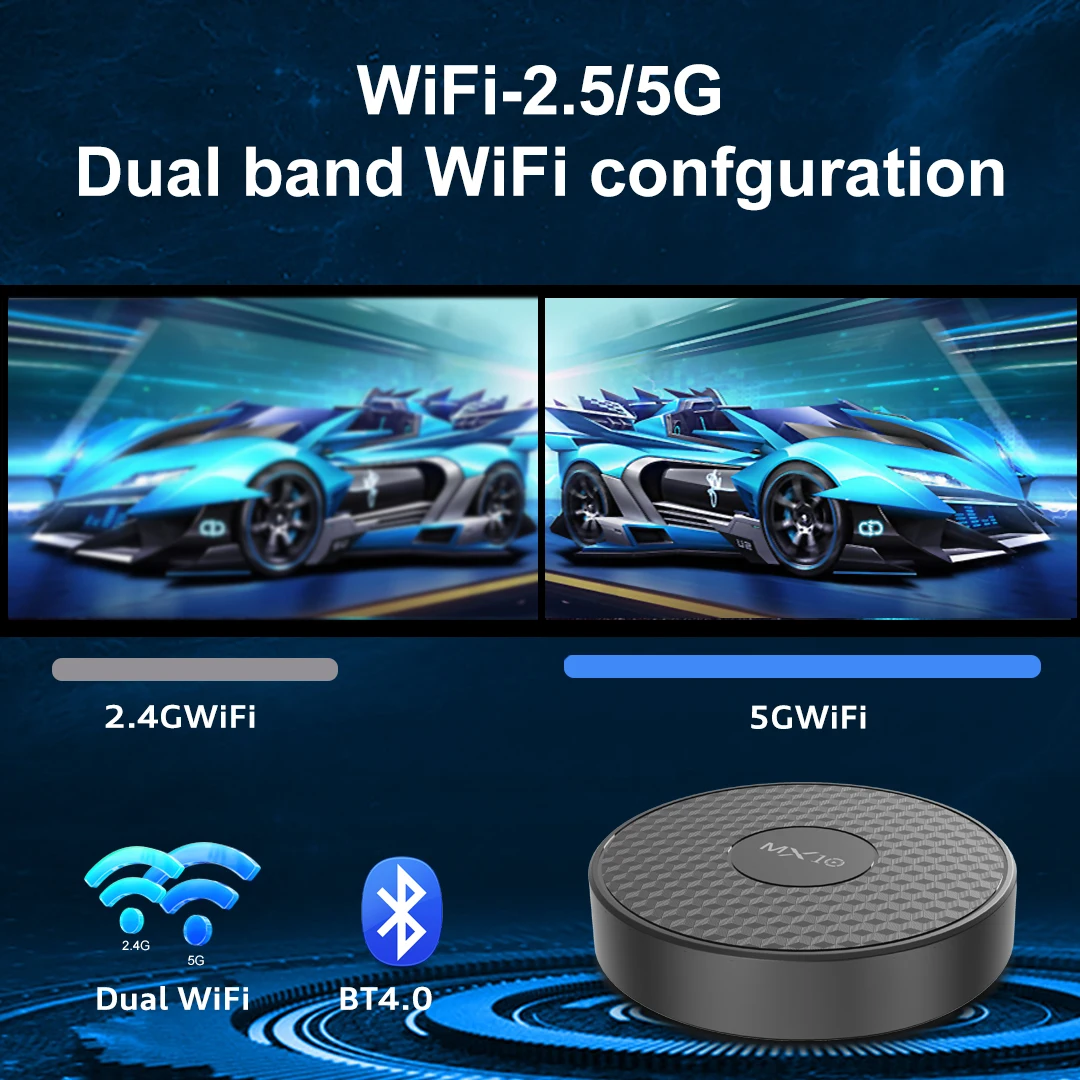 Set-Top TV Box MX10 K3 Corte-A53 Allwinner H313 Mali-G31 Build in Wi-Fi 2.4G/5G+BT4 4K Media Player Support Voice Remote Control