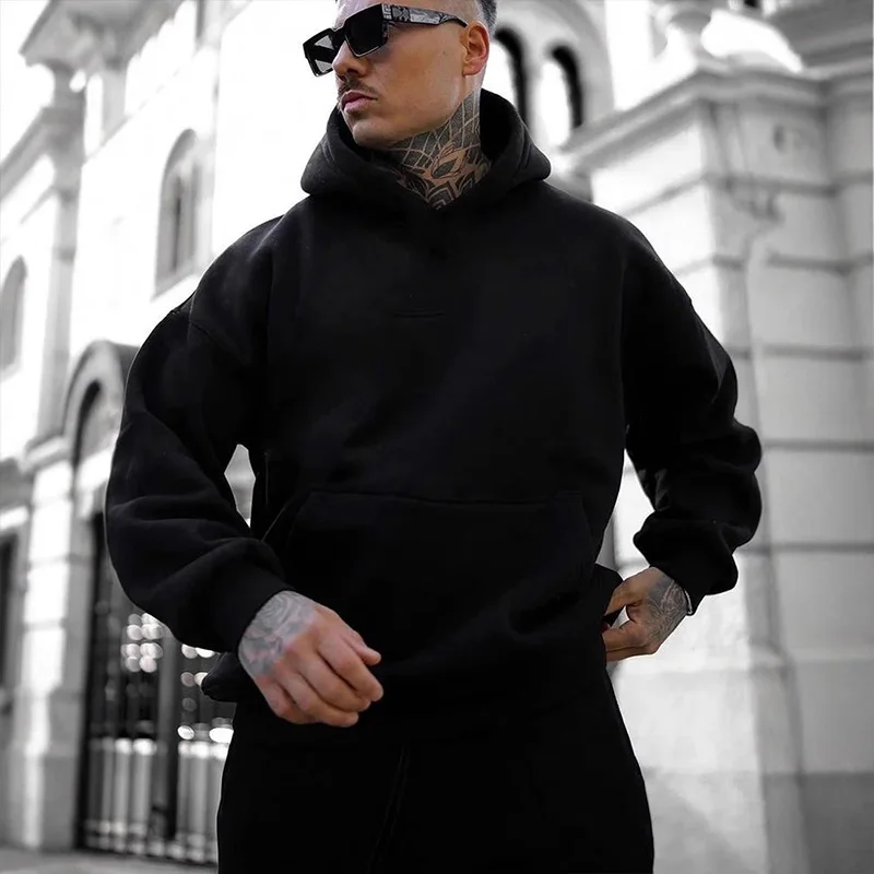 2025 herbst/winter Neue Ankunft männer Hoodie Hohe Qualität Einfarbig Mit Kapuze Sweatshirt Männlich Hause Outdoor Casual mode Pullover – Detail 2