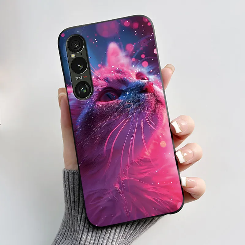 For Sony Xperia 1 VI VII Case Aesthetic Cute Cat Astronaut Soft Silicone Black TPU Back Cover Slim thin Shockproof Shell Fundas - view 4