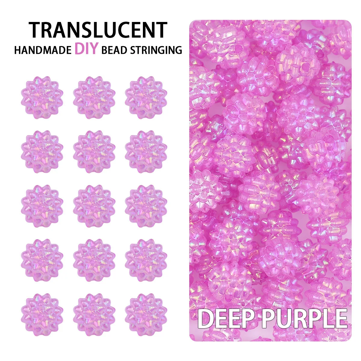 

30-60pcs 12mm Deep Purple Acrylic Bayberry Ball Rhinestone Beads Spacer Beads for Bracelet Jewelry Making Decoration Accessory