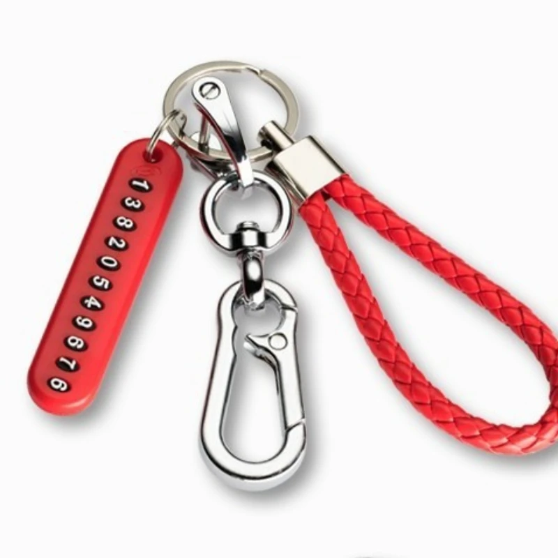 Car Key Anti Loss Number Plate Phone Anti Lost Keychain Braided Rope Pendant Keyring