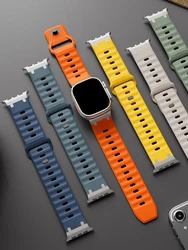 Sport Silicone Strap for Apple watch ultra 2 band 49mm Stainless Steel correa bracelet iwatch Series 9 8 7 6 5 SE 45mm 44mm 42mm