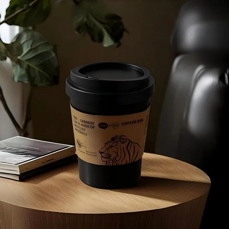 DoLife Store Coffee Cup Trash Can Household Living Room Bedroom Creative Paper Basket High Value Bathroom Trash Can Storage Box