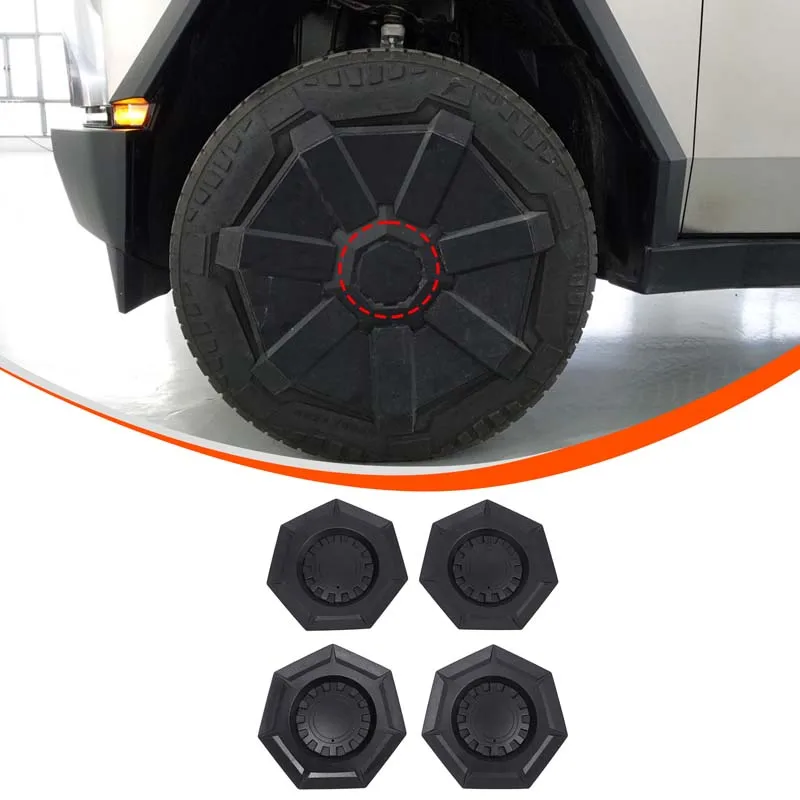 ABS Black For Tesla Cybertruck 2024+ Car wheel hub center protective cover sticker car exterior protection accessories 4Pcs