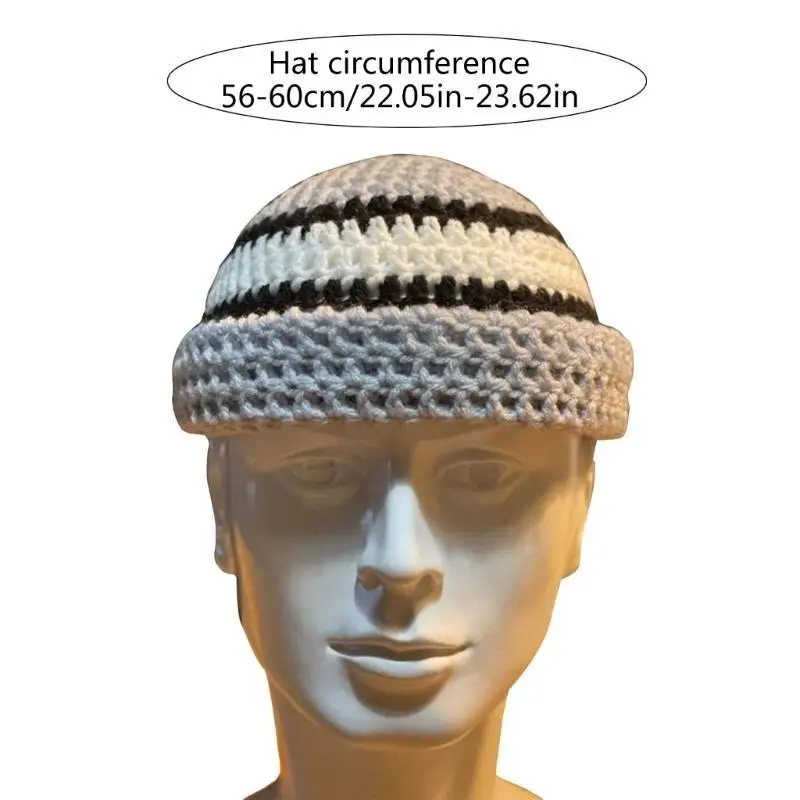 39BD Mann Halten Warme Schädel Kappe Farbe Passenden Strickmütze Winter Fahren für Erwachsene – Detail 6