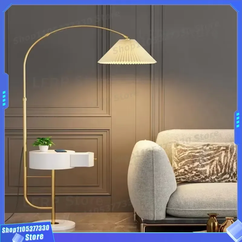 Modern Minimalist Marble Floor Lamp for Living Room Bedroom Hotel Luxury Vertical Standing Light with Storage Drawer Side