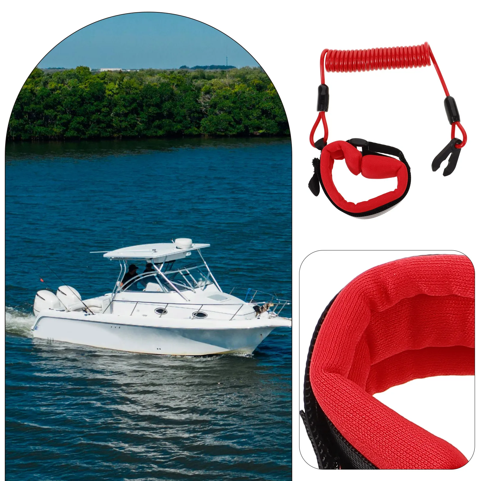 

Boat Engine Lanyard Boat Stop Safety Lanyard Wear Resistance Emergency Harness Cord Quick Shutoff Simple Installation Marine