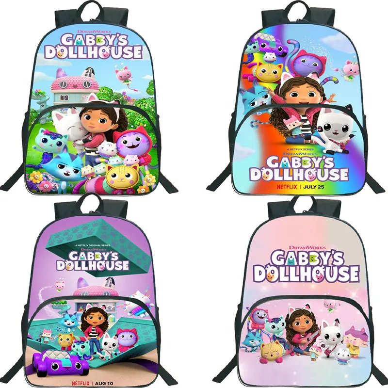 

Gabbys Dollhouse Backpack for Children Kawaii Cartoon School Bags Girls Gabbys Cat Backpacks Kids Back to School Mochila Gifts