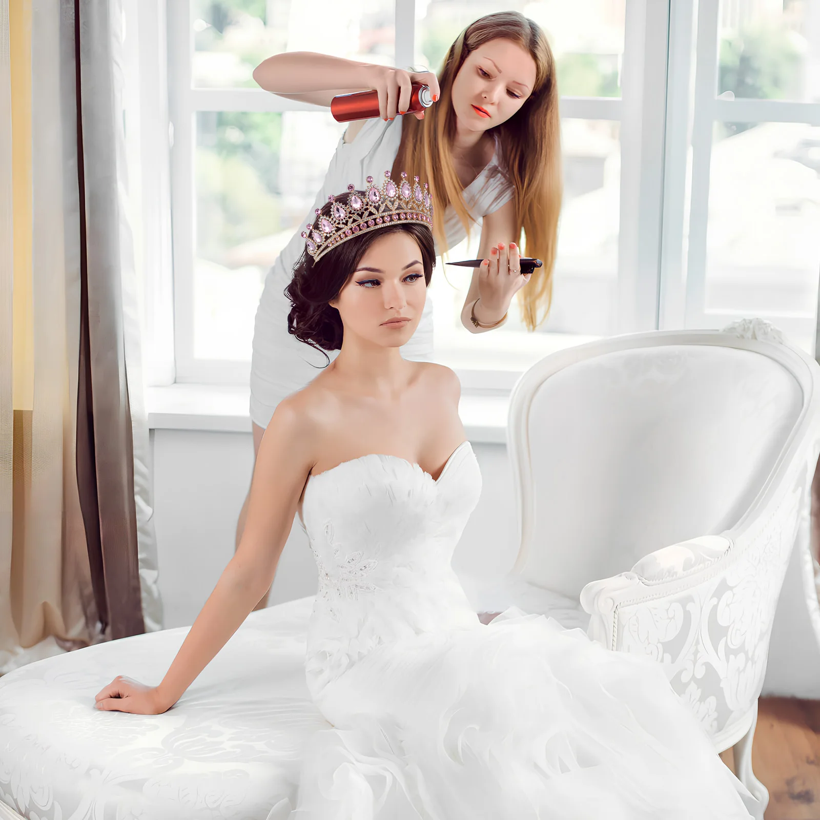 الماس تاج الشعر التبعي تاج الزفاف سبائك الزنك النساء خمر حفل زفاف أدوات الشعر اكسسوارات التصميم #1