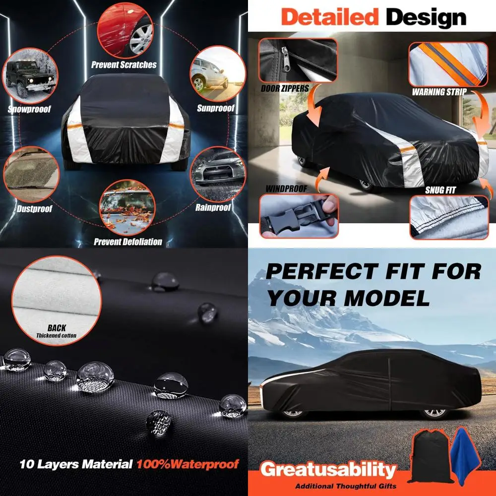 

Универсальный водонепроницаемый чехол для автомобиля на любой сезон, включает полотенце, 10-слойный, на заказ, для моделей 1993-2026 годов, защита от непогоды на улице