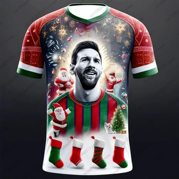 New GPT Autumn / winter MESSI 10 Special Christmas Jersey Design Edition Soccer Shirt Short Sleeve Christmas Football Tee Tops