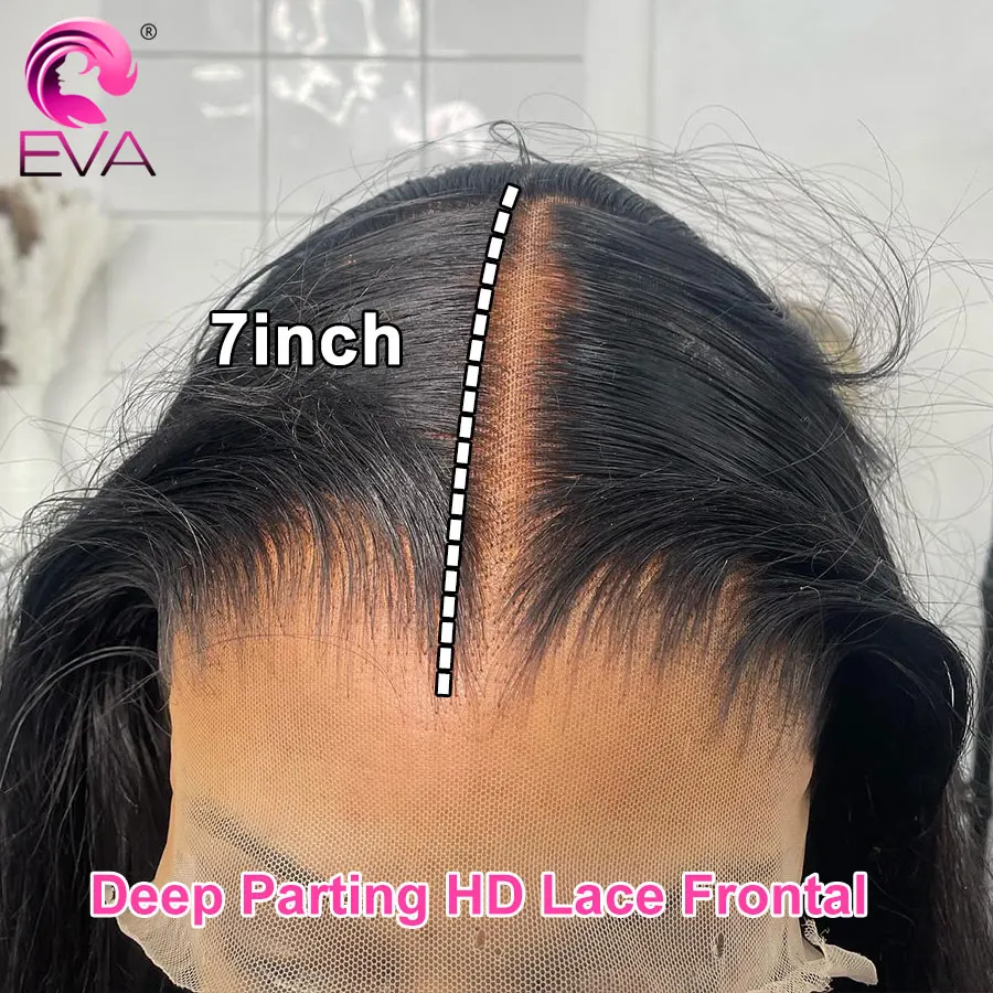 Eva 7x7 HD Lace Closure Pre Plucked Small Knots Straight Virgin Hair 9x6 HD Lace Frontal Body Wave Invisible HD Lace Melt Skins