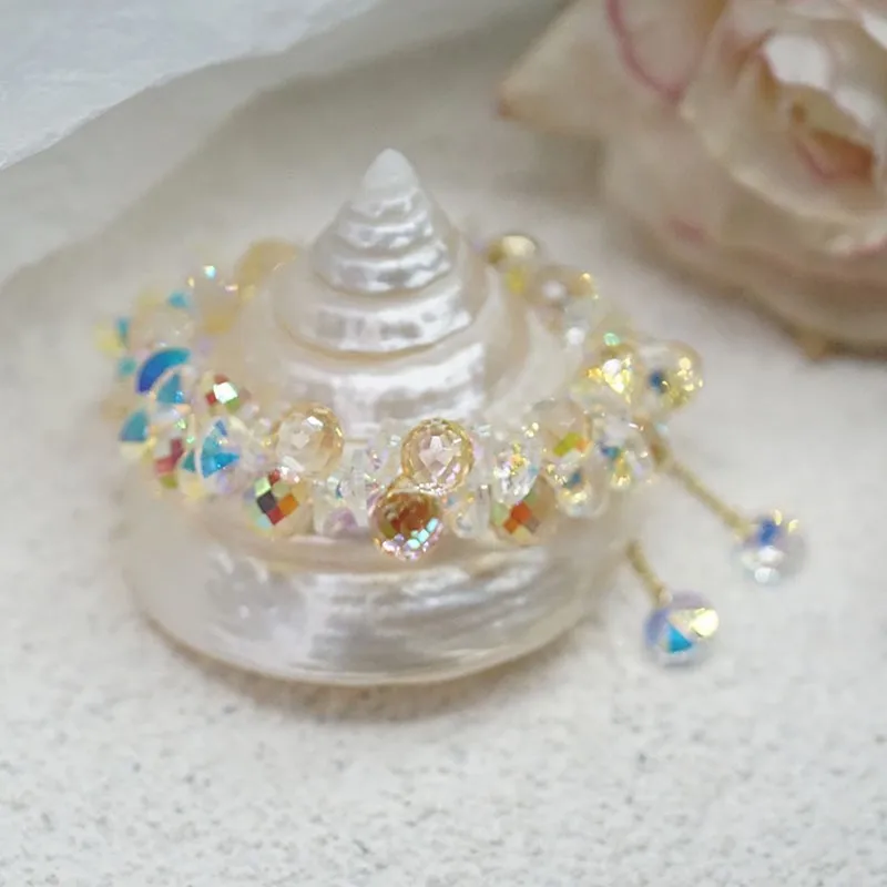 1 Piece Crystal Beaded Bracelet Fashion Shiny Stone Beads Elastic Cord Bracelet Women's Jewelry Jewelry image 4
