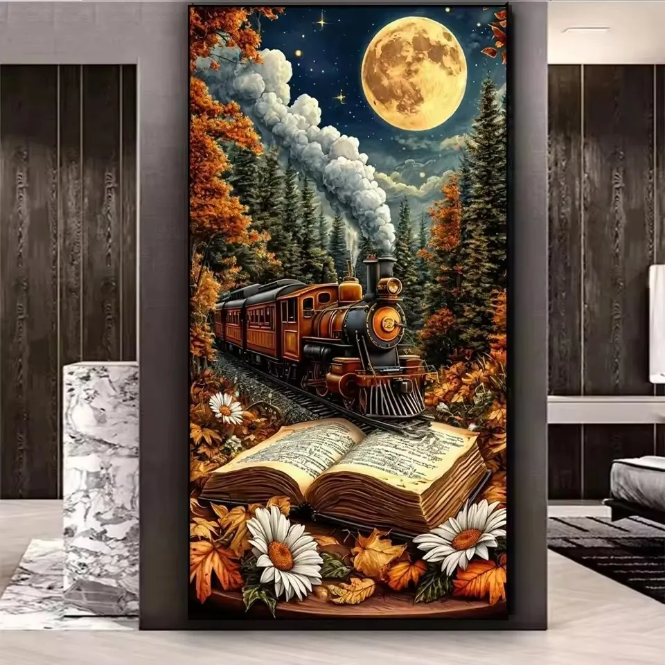 

Enchanting Autumn Train Scenery Diamond Painting Large Diy Diamond Mosaic Jewelry Sross Stitch Kits Art Animal Home Decoration