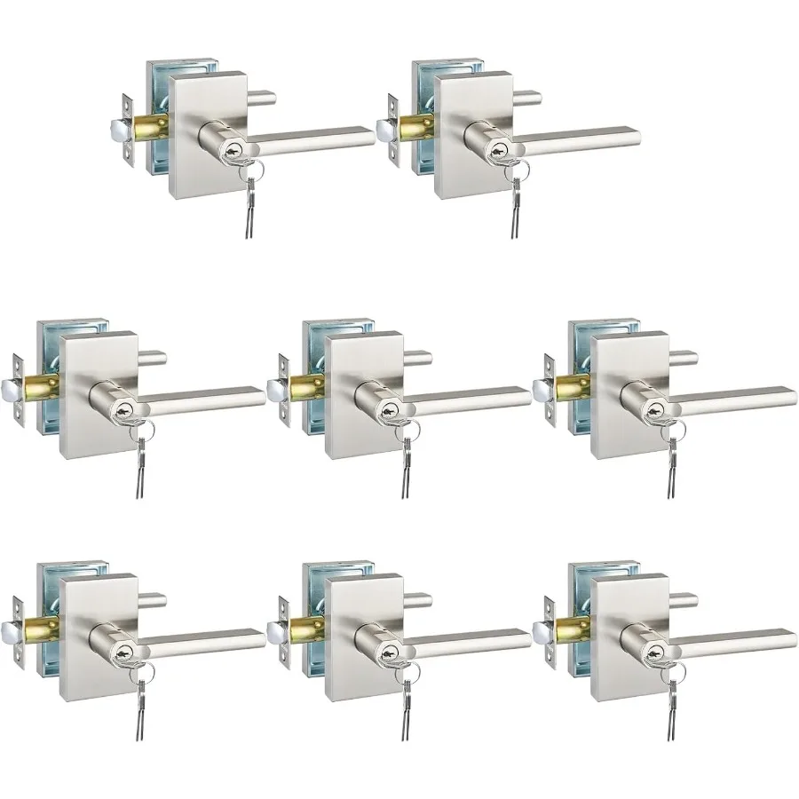 قفل ذراع دخول بمفتاح عالي التحمل للأبواب الخارجية والأمامية مع لمسة نهائية من النيكل المصقول مثالية للتطبيق السكني عالي الأمان