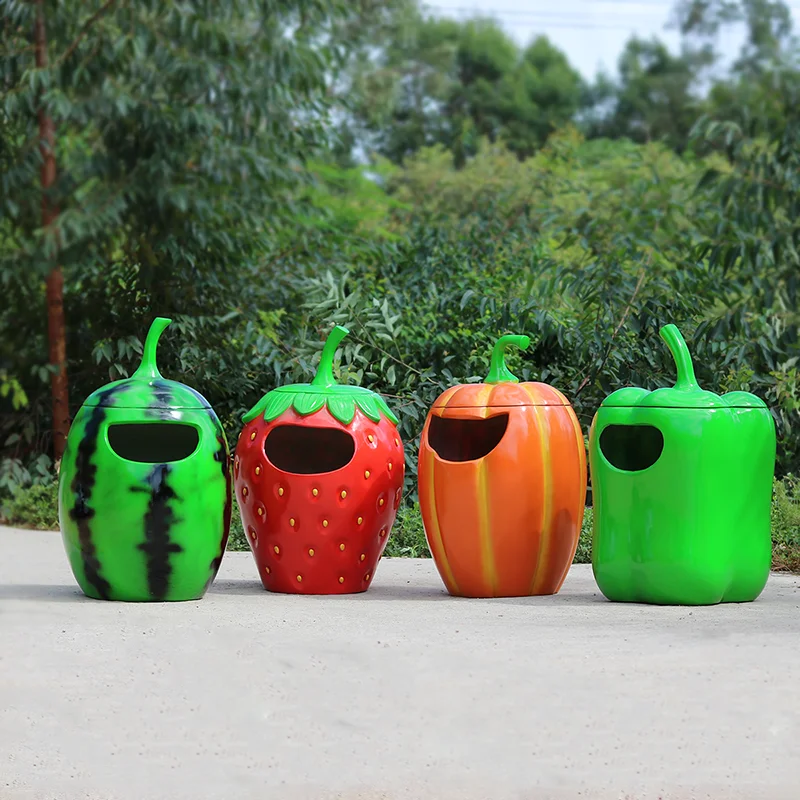 Outdoor fiberglass trash can sculpture garden landscape kindergarten scenic decorative fruit and vegetable leather box ornament